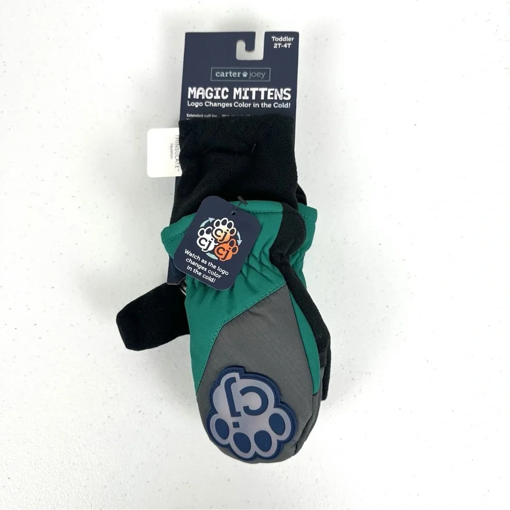Carter Joey Magic Mittens Toddler 2T-4T Green Color Changing Waterproof New